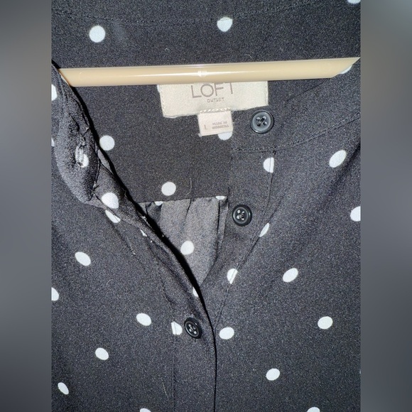 LOFT Black Dress with White Polka Dots - Picture 5 of 7